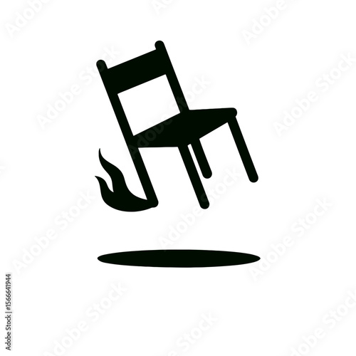 very simple flat and single minimalist Drifting Chair Silhouettes in black on a white background