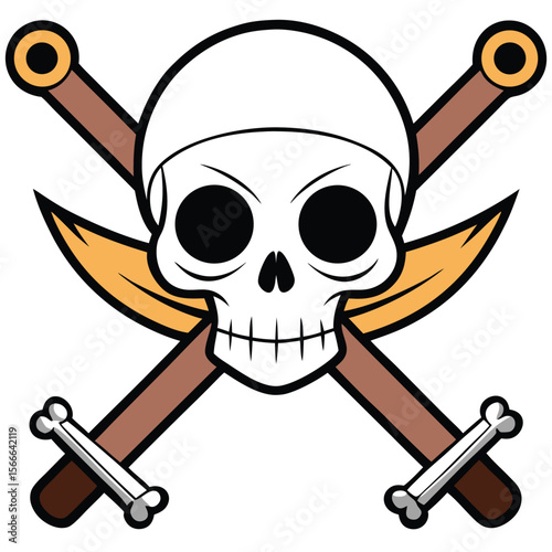 Pirate Skull With Crossed Sabers and Bones	
