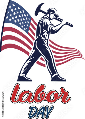Festive labor day celebration with red white and blue elements