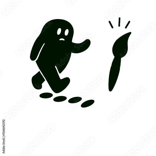 very simple flat and single minimalist Flickering Brush Step Silhouettes in black on a white background