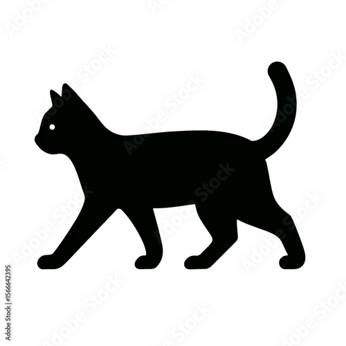 very simple flat and single minimalist ing Cat Step Silhouettes in black on a white background