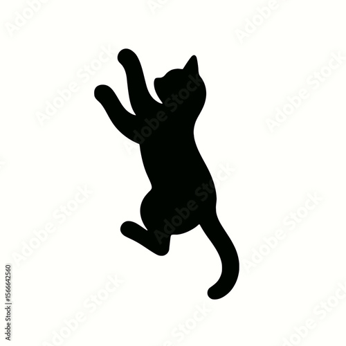 very simple flat and single minimalist Climbing Cat Silhouettes in black on a white background