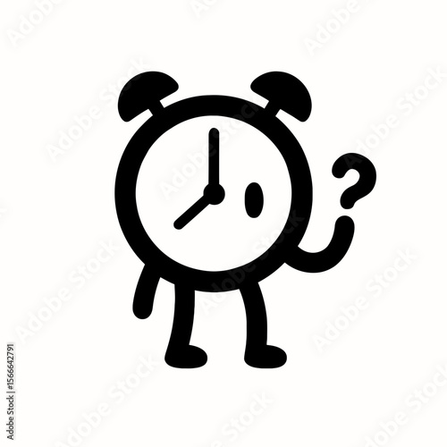 very simple flat and single minimalist Curious Clock Spirit Silhouettes in black on a white background