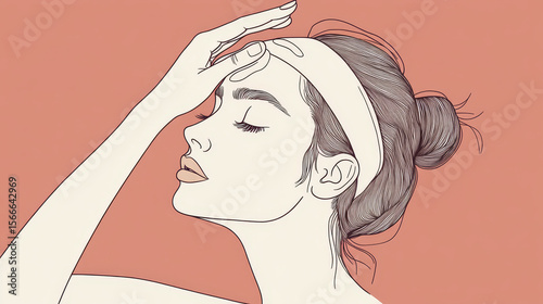 A attractive woman applying a cream on her face
