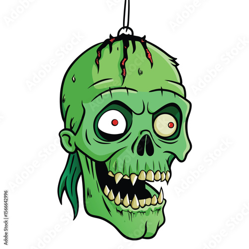Horrifying Green Zombie Head Halloween Decoration	
