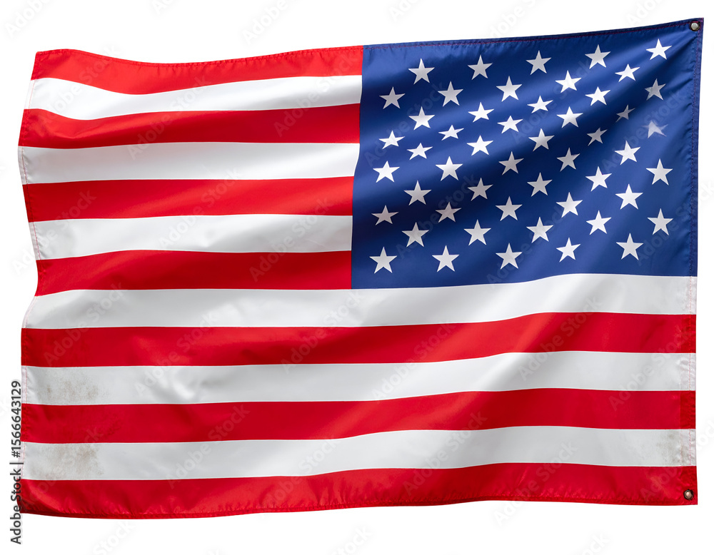 Fototapeta premium A beautifully rendered American flag displays its iconic red, white, and blue colors with grace.