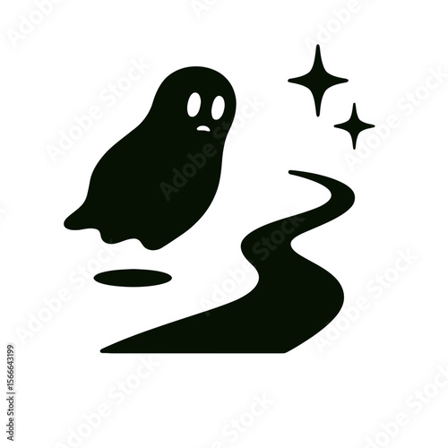 very simple flat and single minimalist Soaring Path Spirit Silhouettes in black on a white background