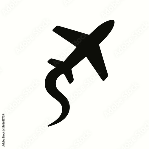 very simple flat and single minimalist Drifting Plane Spirit Silhouettes in black on a white background