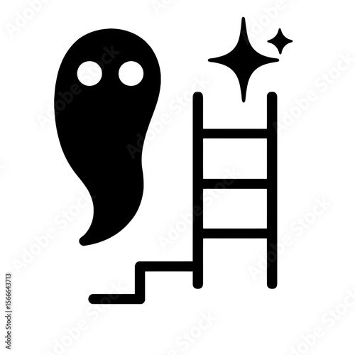 very simple flat and single minimalist Gleaming Ladder Spirit Silhouettes in black on a white background