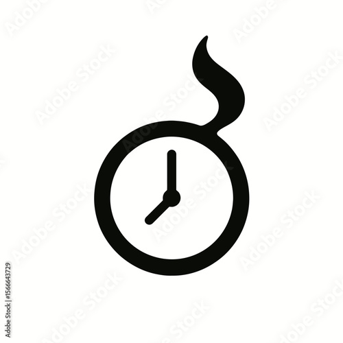 very simple flat and single minimalist Quiet Clock Spirit Silhouettes in black on a white background