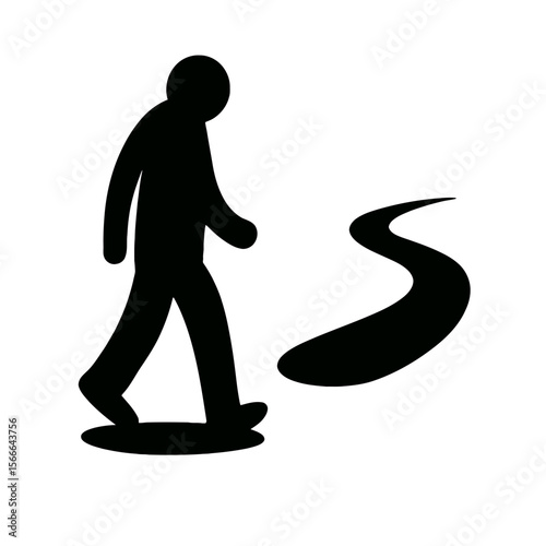 very simple flat and single minimalist Lonely Path Step Silhouettes in black on a white background