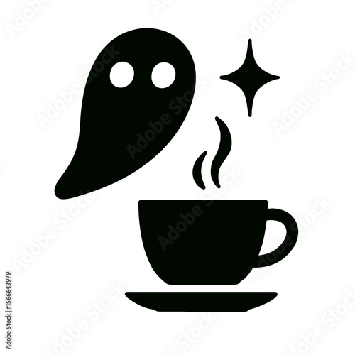 very simple flat and single minimalist Gleaming Cup Spirit Silhouettes in black on a white background