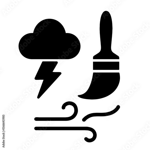 very simple flat and single minimalist Stormy Brush Spirit Silhouettes in black on a white background