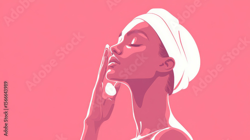 A attractive woman applying a cream on her face
