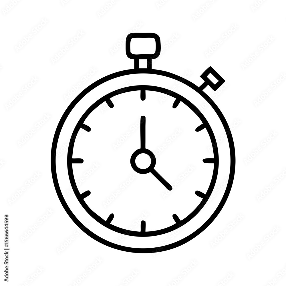 Stopwatch icon in simple black outline design for timing tasks Stopwatch icon in simple black outline design for timing tasks