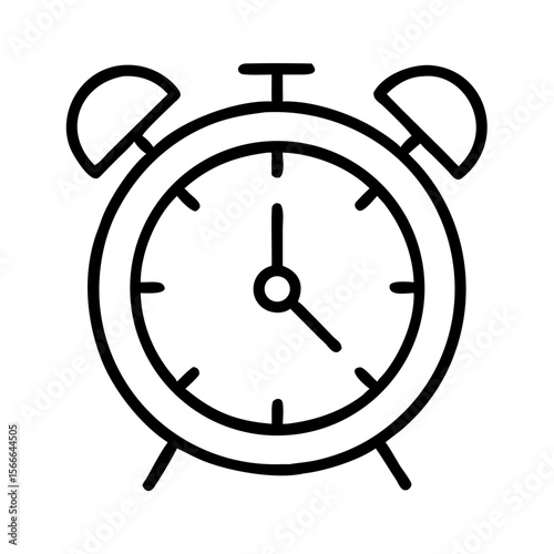 Classic alarm clock illustration with simple line design concept of icon  