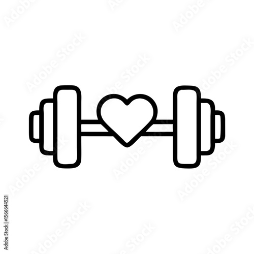 Dumbbell with heart icon representing fitness and love concept  