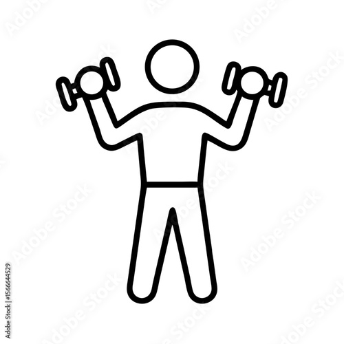 Man lifting dumbbells in fitness pose representing workout icon  