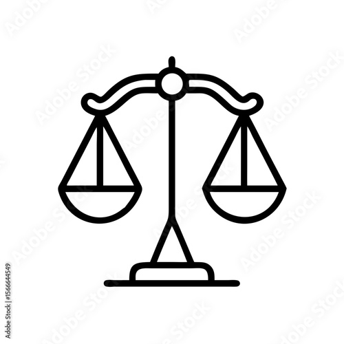 Scales of justice symbol in minimalist line art style  