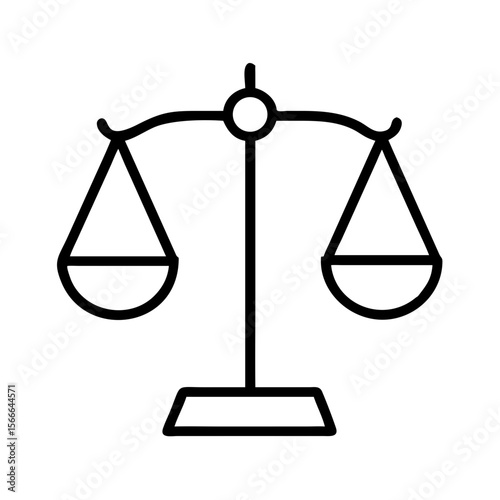 Scales of justice icon in black outline on white background  