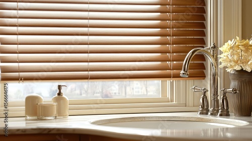 window faux wood blinds