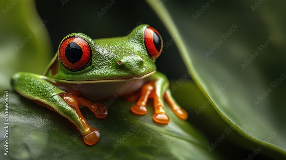 Obraz premium Red-eyed tree frog on leaf