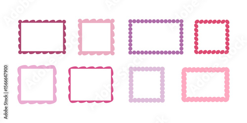 Geometric modern frame set in minimal style. Square and rectangular wavy  framing. Vector shape for interior decor and design, packaging, labels, postcards, invitations.
