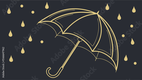 Umbrella and rain vector illustration for weather forecast and rainy season designs and graphic elements