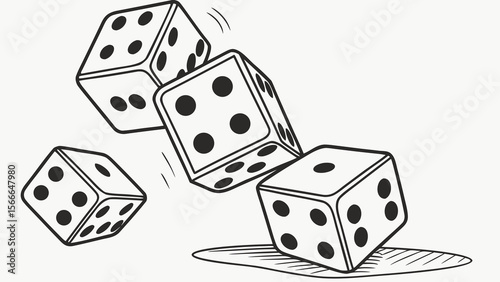Explore the thrill of rolling dice: a vector illustration for games of chance, luck, and probability fun