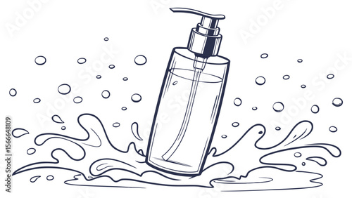 Hand sanitizer bottle illustration for hygiene and health product promotion and advertising material design