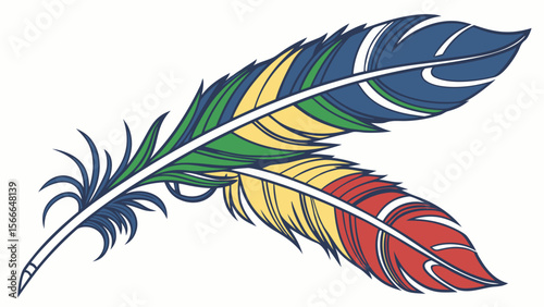 Download colorful feather vector illustration, vibrant bird plumage graphic design element for creative projects