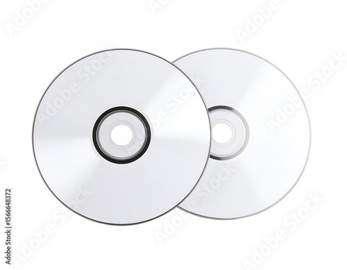 Two new blank compact discs with reflective surfaces, ideal for recording and storing digital media.