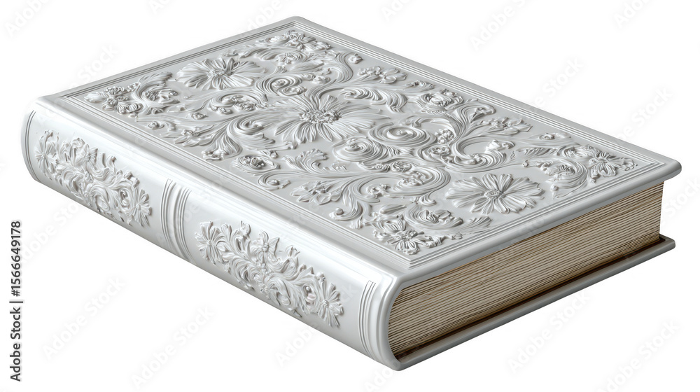 Fototapeta premium Silver ornate bookontransparentbackground