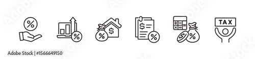 simple tax icon line set financial accounting income vat percent government payment tax rate signs vector outline illustration