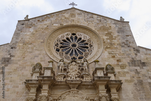 Rose window on the front of the Romanesque Otranto Cathedral, Apulia, Italy