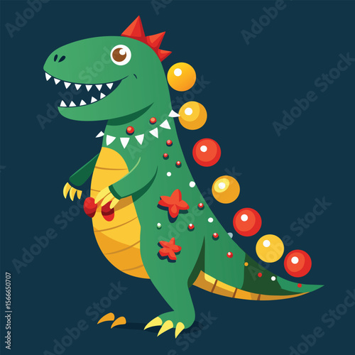Flat Stylized Tyrannosaurus Rex Illustration Wearing Clothing
