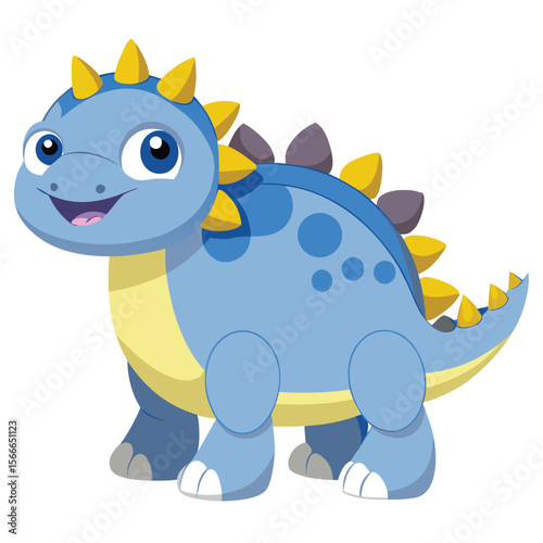 Cartoon Ankylosaurus Full Body Friendly Illustration
