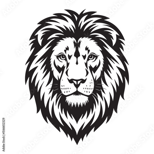 Majestic lion head black and white animal mane