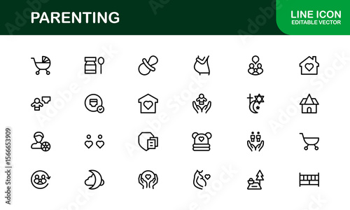Parenting Modern Line Icon Set with Minimal Style and Unique Designs, Professional Quality for Diverse Creative Projects and Premium Visual Appeal