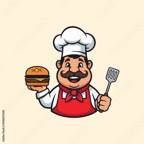 Cartoon Hamburger Chef Mascot