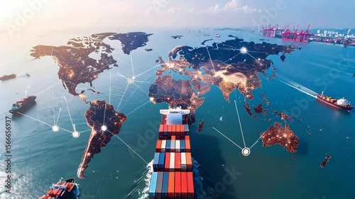 Global shipping network world map