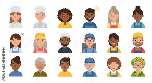 Illustration showing diverse group of people in various occupations and with different skin tones