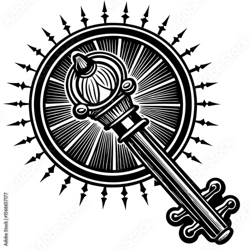a black and white key