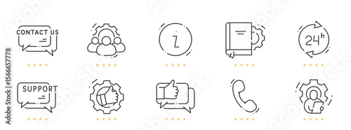 Support, contact us line icons. Editable stroke