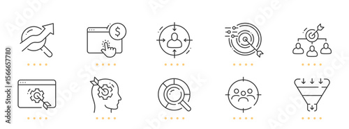 Targeting, marketing line icons. Editable stroke