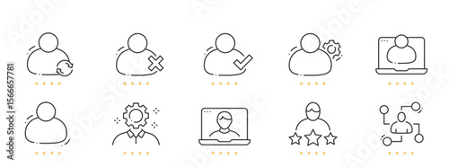 User account, profile line icons. Editable stroke