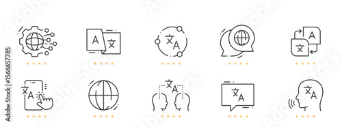 Language, translation line icons. Editable stroke