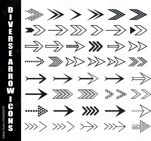 Arrow icons set with various directions and styles for web and design use
