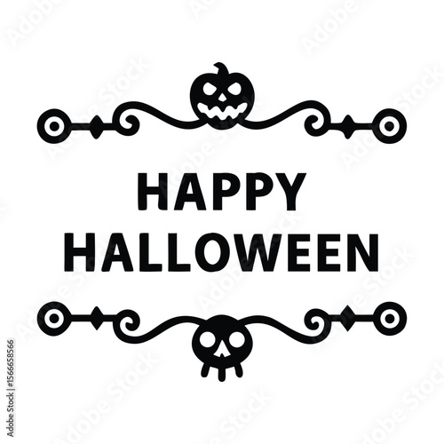 happy Halloween text and banner design and elements design  or ribbon set vector and illustration