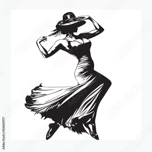 vector illustration of a dancing girl